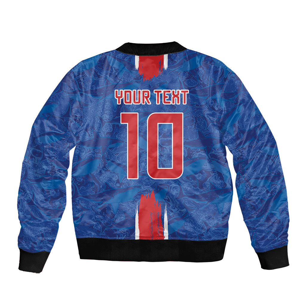 Cabo Verde Custom Bomber Jacket Paint Brush Stroke Shark Pattern Map Design