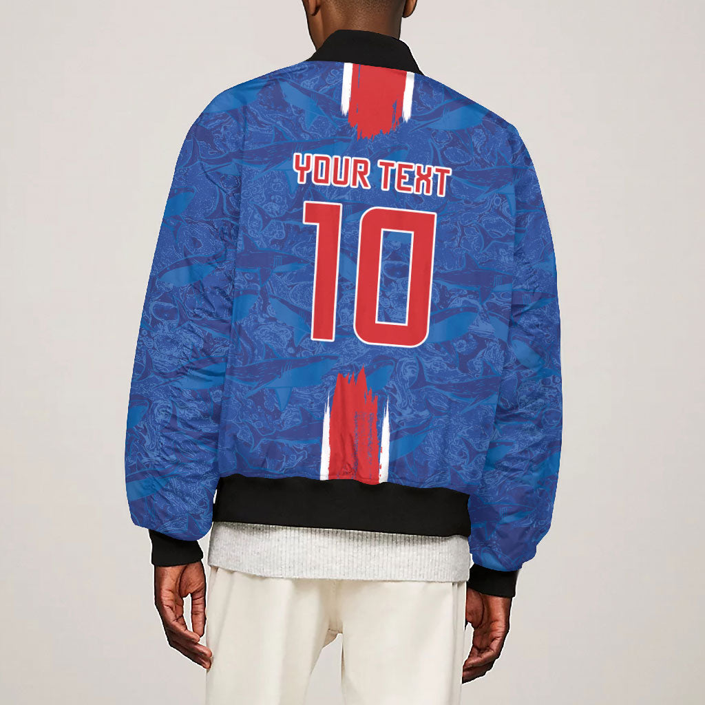 Cabo Verde Custom Bomber Jacket Paint Brush Stroke Shark Pattern Map Design