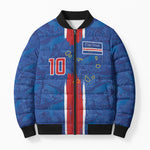 Cabo Verde Custom Bomber Puffer Jacket Paint Brush Stroke Shark Pattern Map Design