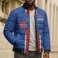 Cabo Verde Custom Bomber Puffer Jacket Paint Brush Stroke Shark Pattern Map Design