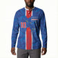 Cabo Verde Custom Button Sweatshirt Paint Brush Stroke Shark Pattern Map Design