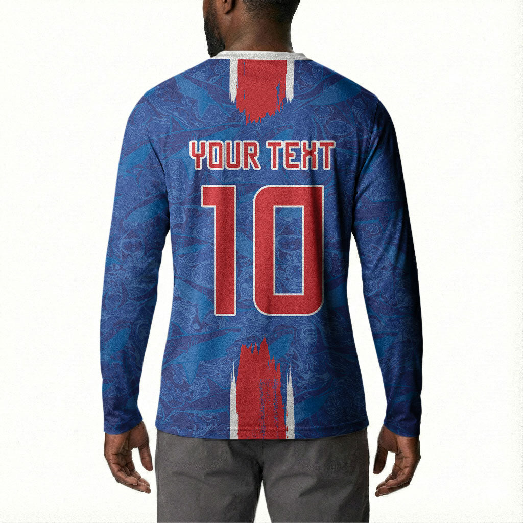 Cabo Verde Custom Button Sweatshirt Paint Brush Stroke Shark Pattern Map Design