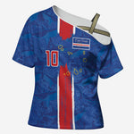 Cabo Verde Custom Cross Shoulder Shirt Paint Brush Stroke Shark Pattern Map Design