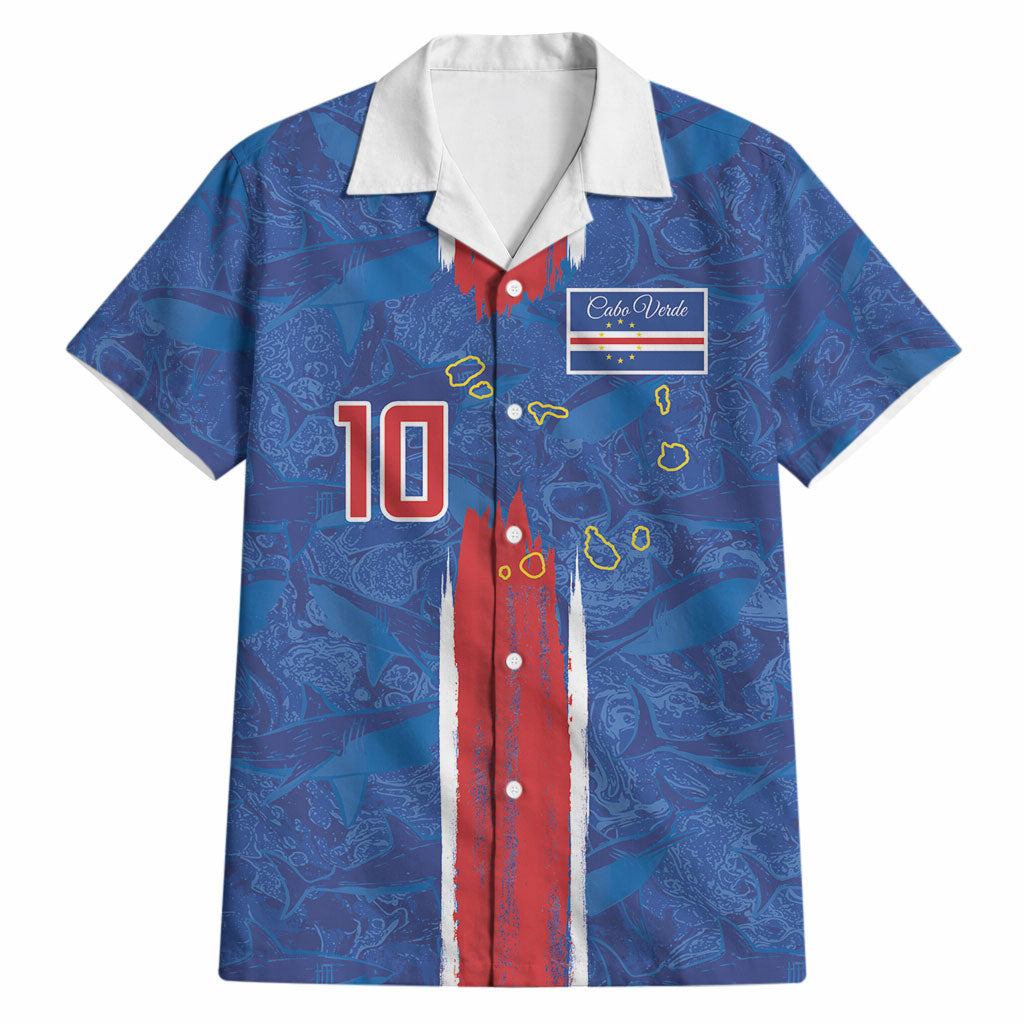 Cabo Verde Custom Hawaiian Shirt Paint Brush Stroke Shark Pattern Map Design