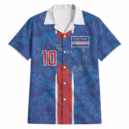 Cabo Verde Custom Hawaiian Shirt Paint Brush Stroke Shark Pattern Map Design