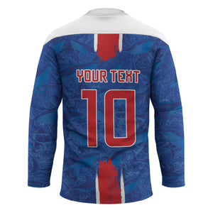 Cabo Verde Custom Hockey Jersey Paint Brush Stroke Shark Pattern Map Design