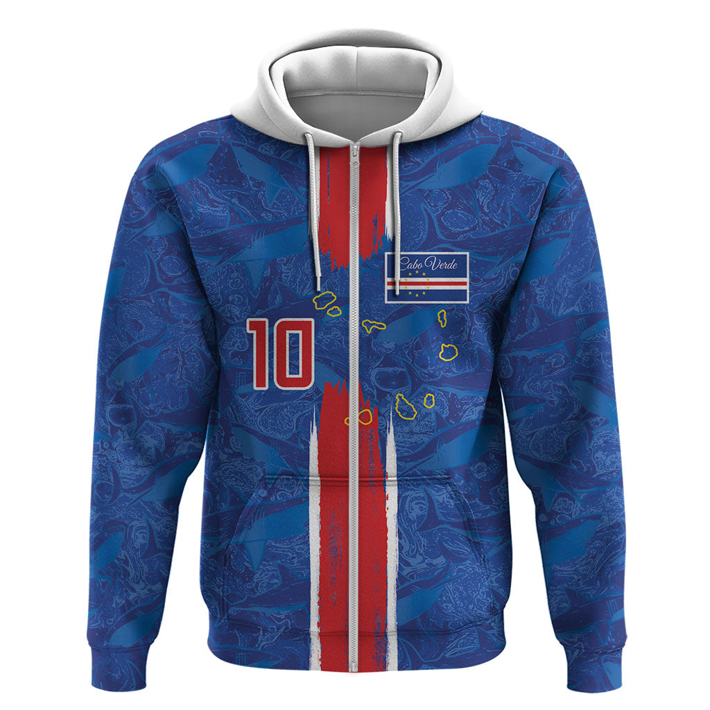 Cabo Verde Custom Hoodie Paint Brush Stroke Shark Pattern Map Design