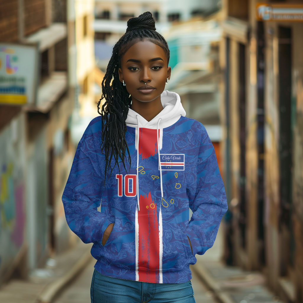 Cabo Verde Custom Hoodie Paint Brush Stroke Shark Pattern Map Design