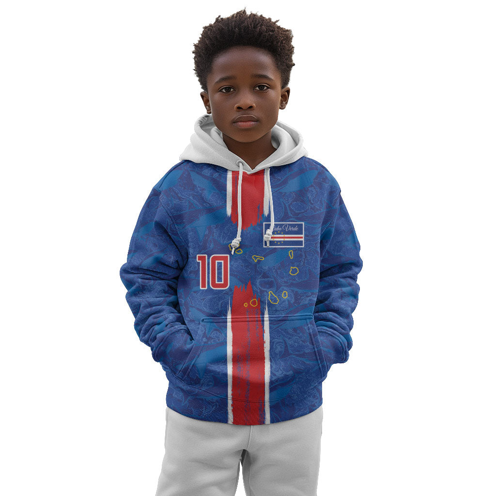 Cabo Verde Custom Kid Hoodie Paint Brush Stroke Shark Pattern Map Design