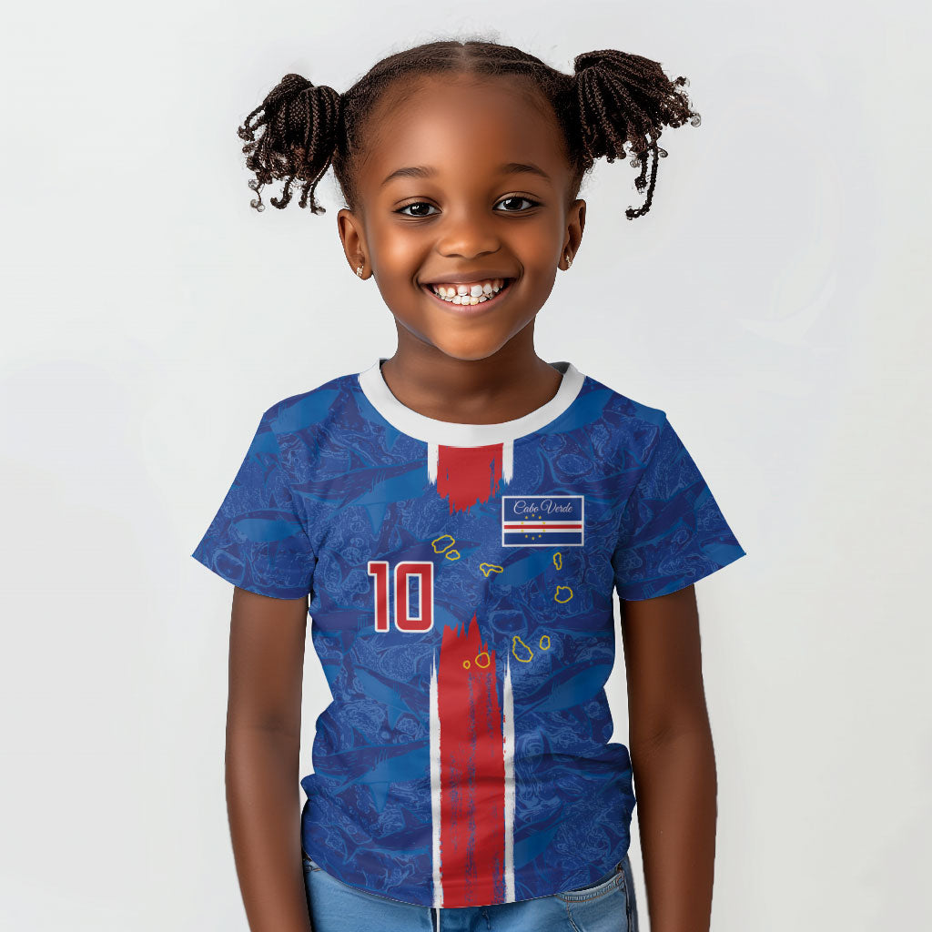 Cabo Verde Custom Kid T shirt Paint Brush Stroke Shark Pattern Map Design