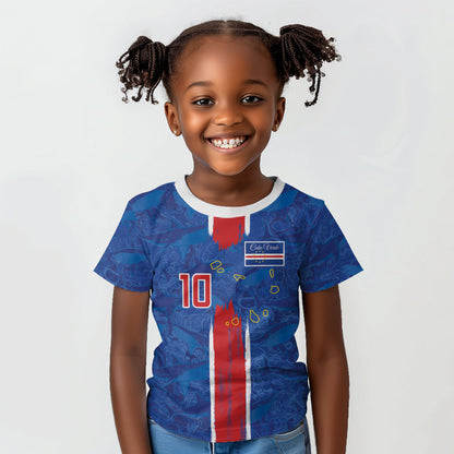 Cabo Verde Custom Kid T shirt Paint Brush Stroke Shark Pattern Map Design