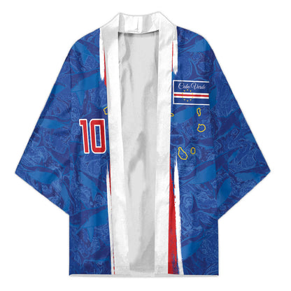 Cabo Verde Custom Kimono Paint Brush Stroke Shark Pattern Map Design