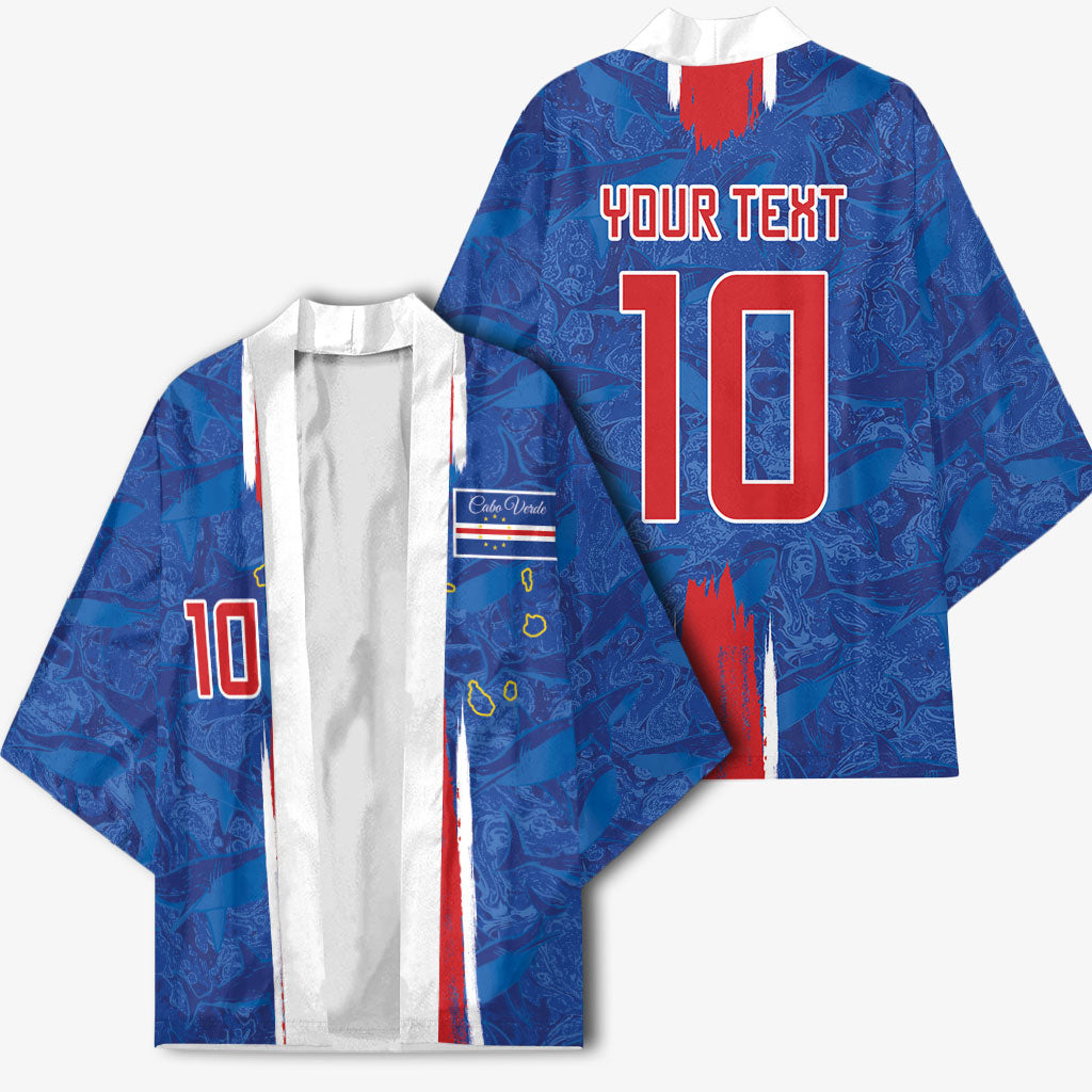 Cabo Verde Custom Kimono Paint Brush Stroke Shark Pattern Map Design