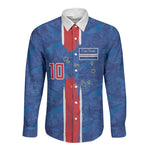 Cabo Verde Custom Long Sleeve Button Shirt Paint Brush Stroke Shark Pattern Map Design