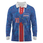Cabo Verde Custom Long Sleeve Polo Shirt Paint Brush Stroke Shark Pattern Map Design