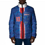Cabo Verde Custom Padded Jacket Paint Brush Stroke Shark Pattern Map Design