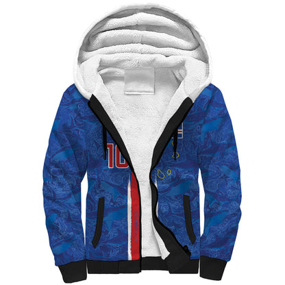 Cabo Verde Custom Sherpa Hoodie Paint Brush Stroke Shark Pattern Map Design