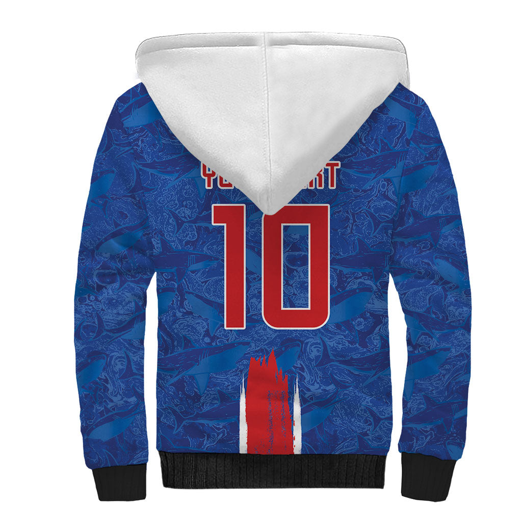 Cabo Verde Custom Sherpa Hoodie Paint Brush Stroke Shark Pattern Map Design
