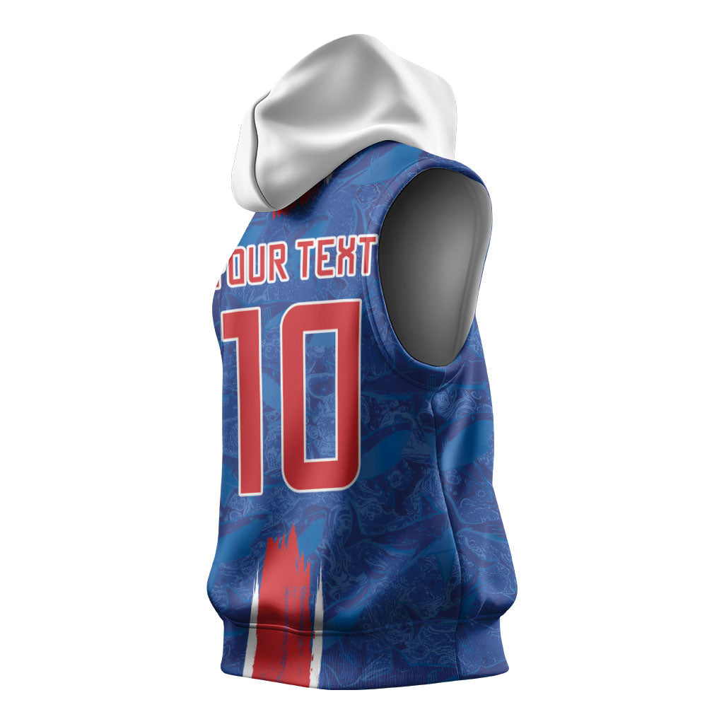 Cabo Verde Custom Sleeveless Hoodie Paint Brush Stroke Shark Pattern Map Design