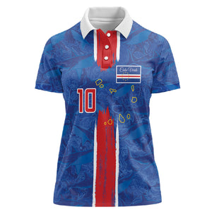 Cabo Verde Custom Women Polo Shirt Paint Brush Stroke Shark Pattern Map Design