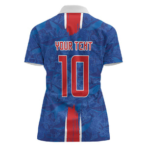 Cabo Verde Custom Women Polo Shirt Paint Brush Stroke Shark Pattern Map Design