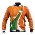 Cote D'Ivoire Football Custom Baseball Jacket Abstract Wave Pattern Tribal Sporty Style