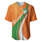 Cote D'Ivoire Football Custom Baseball Jersey Abstract Wave Pattern Tribal Sporty Style