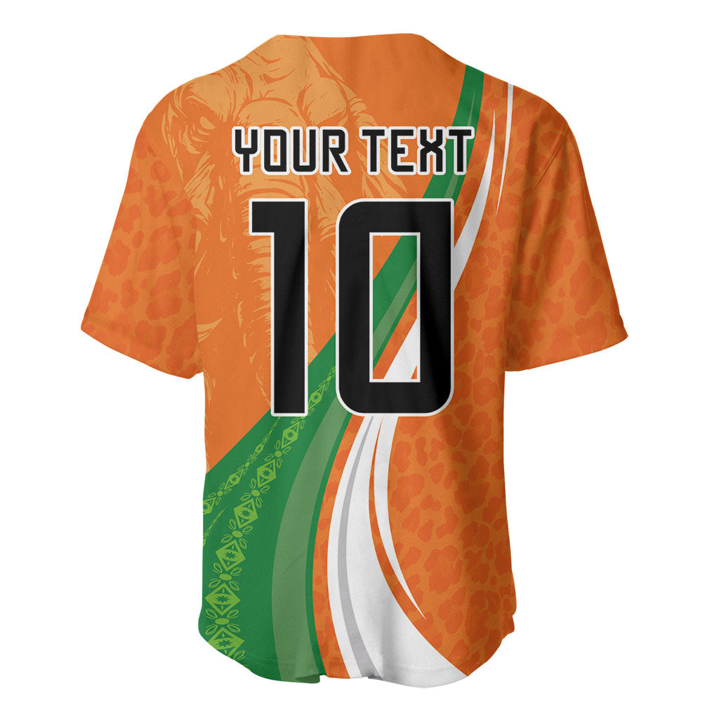 Cote D'Ivoire Football Custom Baseball Jersey Abstract Wave Pattern Tribal Sporty Style