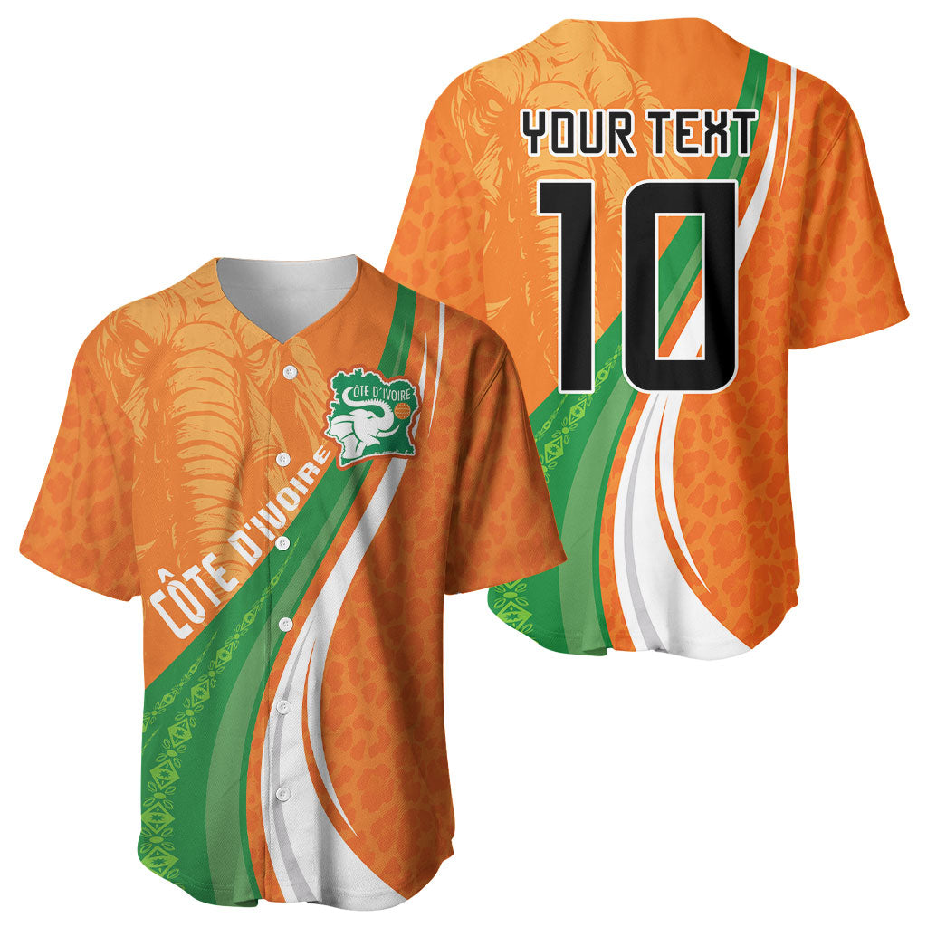 Cote D'Ivoire Football Custom Baseball Jersey Abstract Wave Pattern Tribal Sporty Style