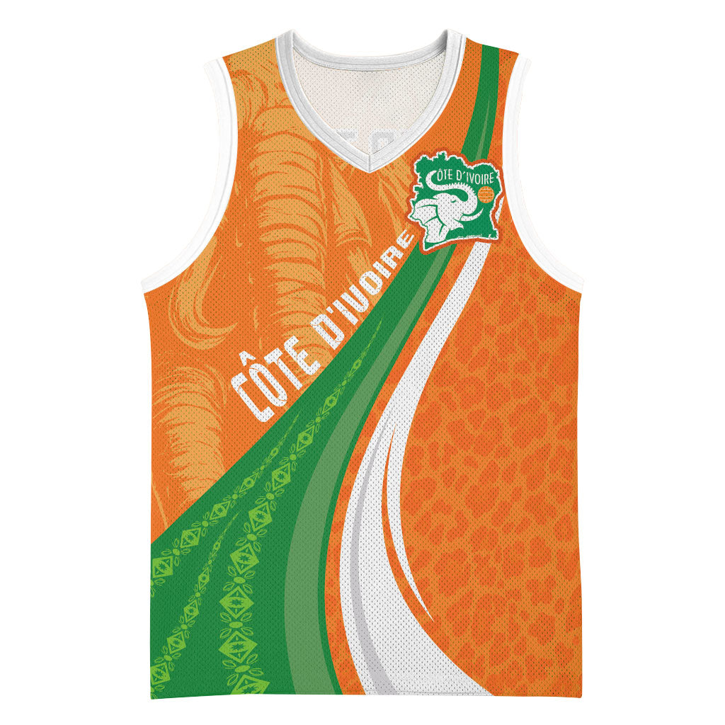 Cote D'Ivoire Football Custom Basketball Jersey Abstract Wave Pattern Tribal Sporty Style