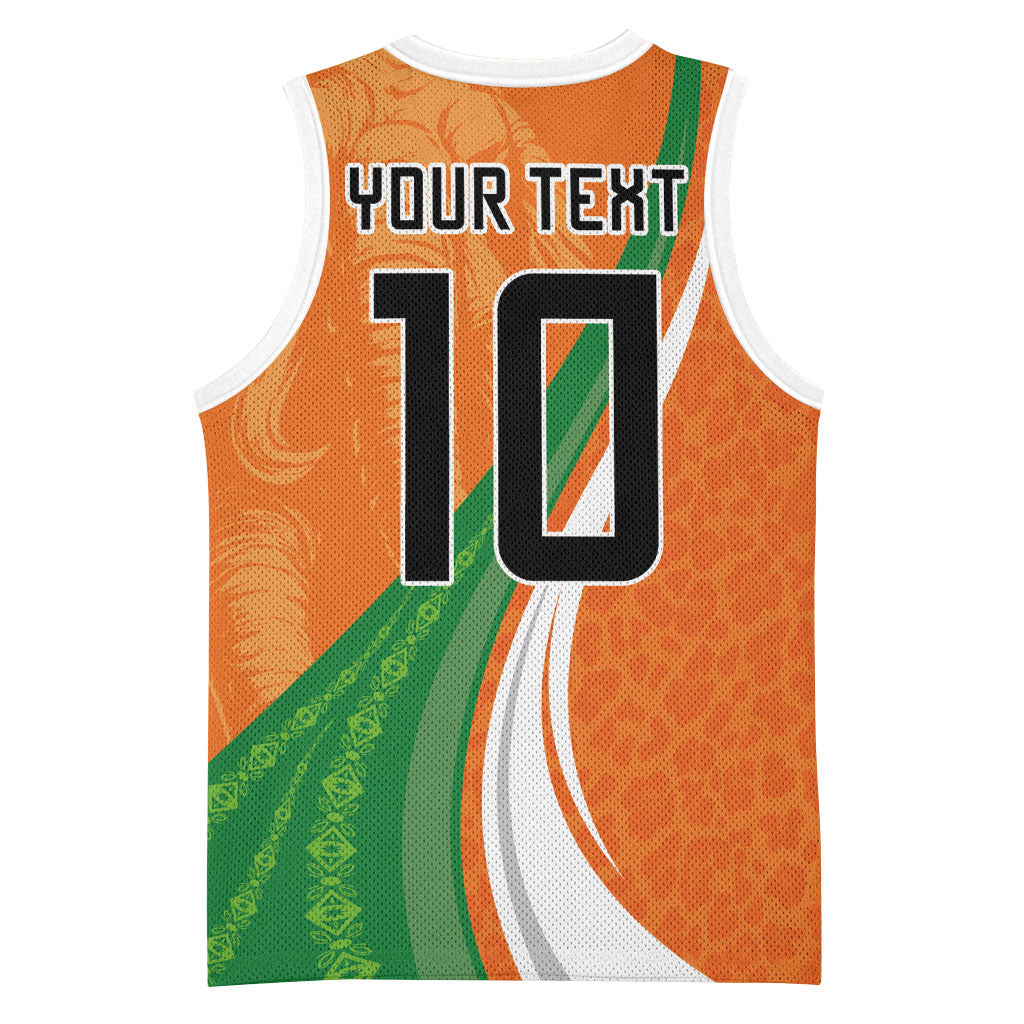 Cote D'Ivoire Football Custom Basketball Jersey Abstract Wave Pattern Tribal Sporty Style