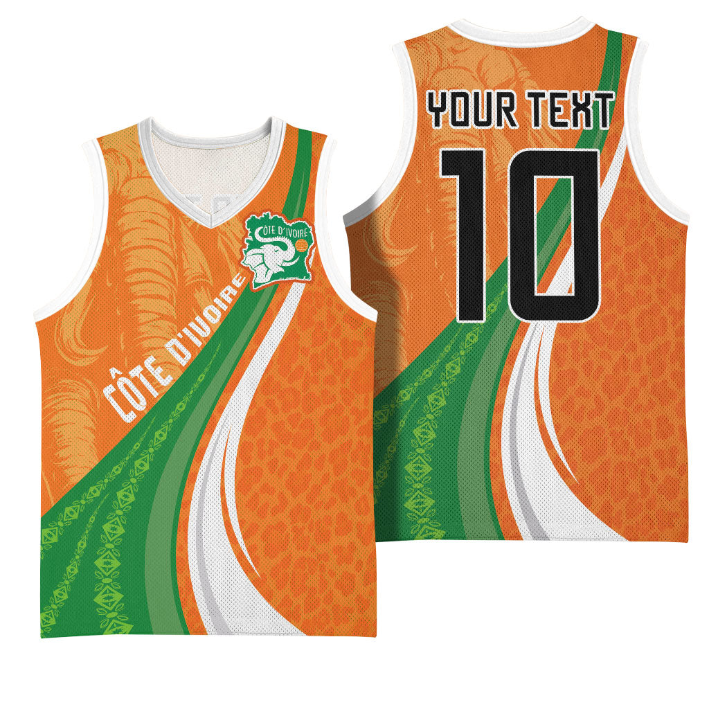 Cote D'Ivoire Football Custom Basketball Jersey Abstract Wave Pattern Tribal Sporty Style