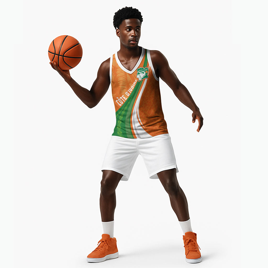 Cote D'Ivoire Football Custom Basketball Jersey Abstract Wave Pattern Tribal Sporty Style