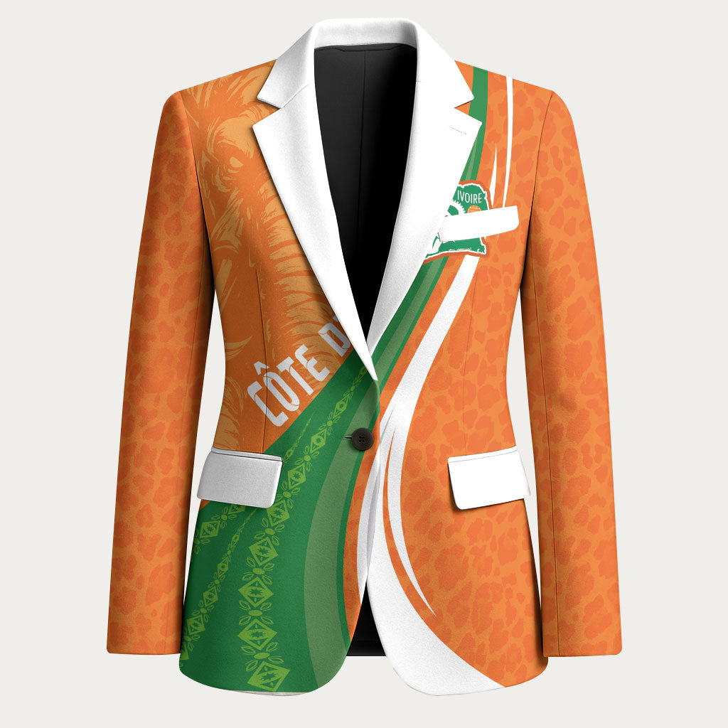 Cote D'Ivoire Football Custom Blazer Abstract Wave Pattern Tribal Sporty Style