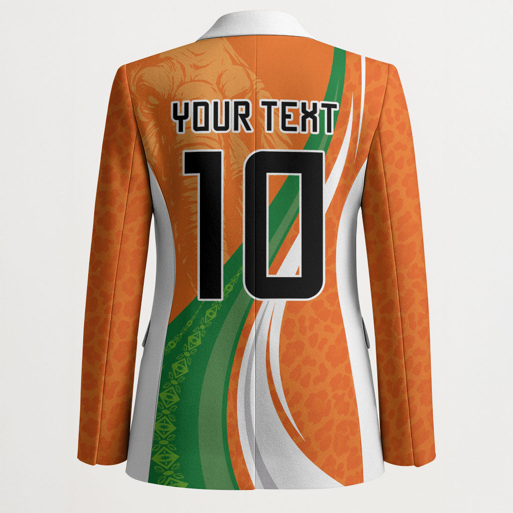 Cote D'Ivoire Football Custom Blazer Abstract Wave Pattern Tribal Sporty Style