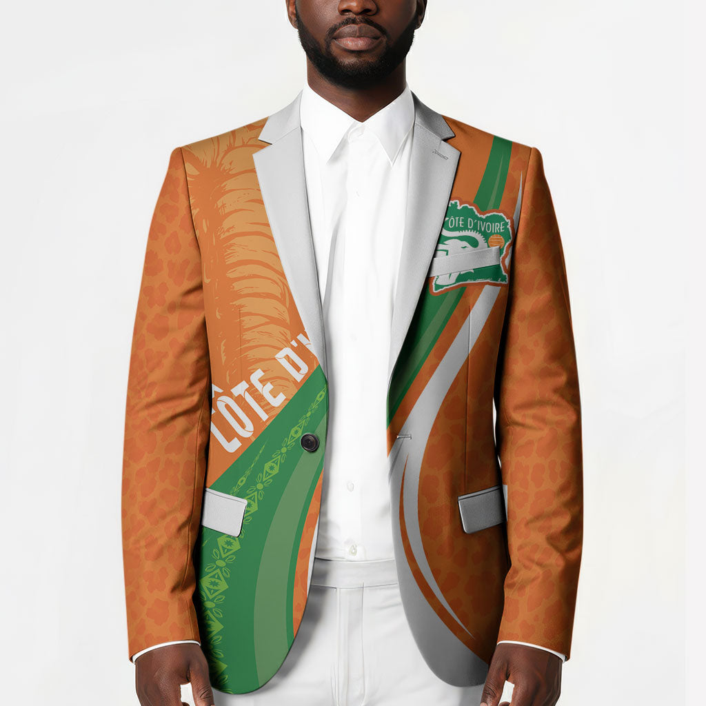 Cote D'Ivoire Football Custom Blazer Abstract Wave Pattern Tribal Sporty Style