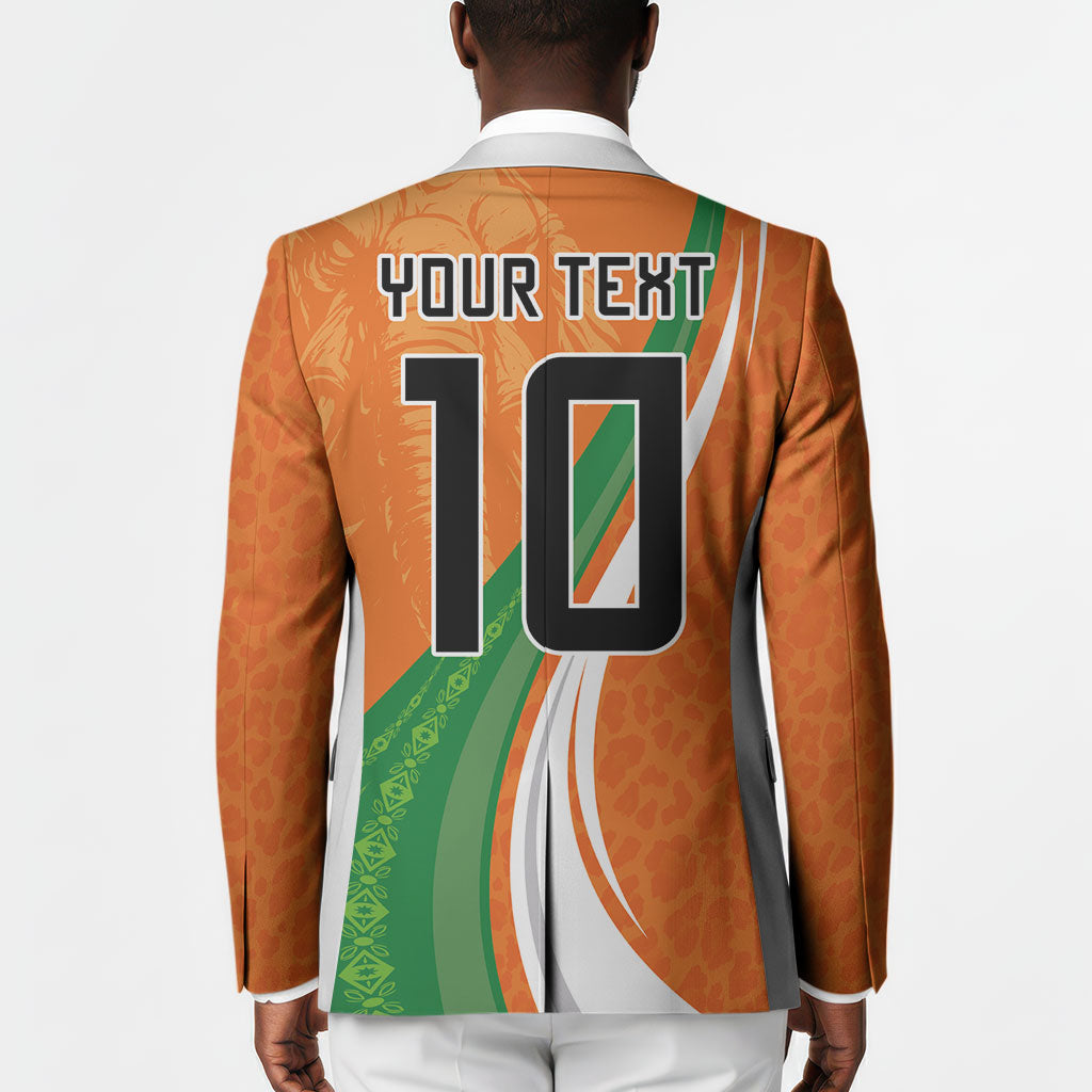Cote D'Ivoire Football Custom Blazer Abstract Wave Pattern Tribal Sporty Style