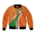 Cote D'Ivoire Football Custom Bomber Jacket Abstract Wave Pattern Tribal Sporty Style