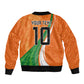 Cote D'Ivoire Football Custom Bomber Jacket Abstract Wave Pattern Tribal Sporty Style