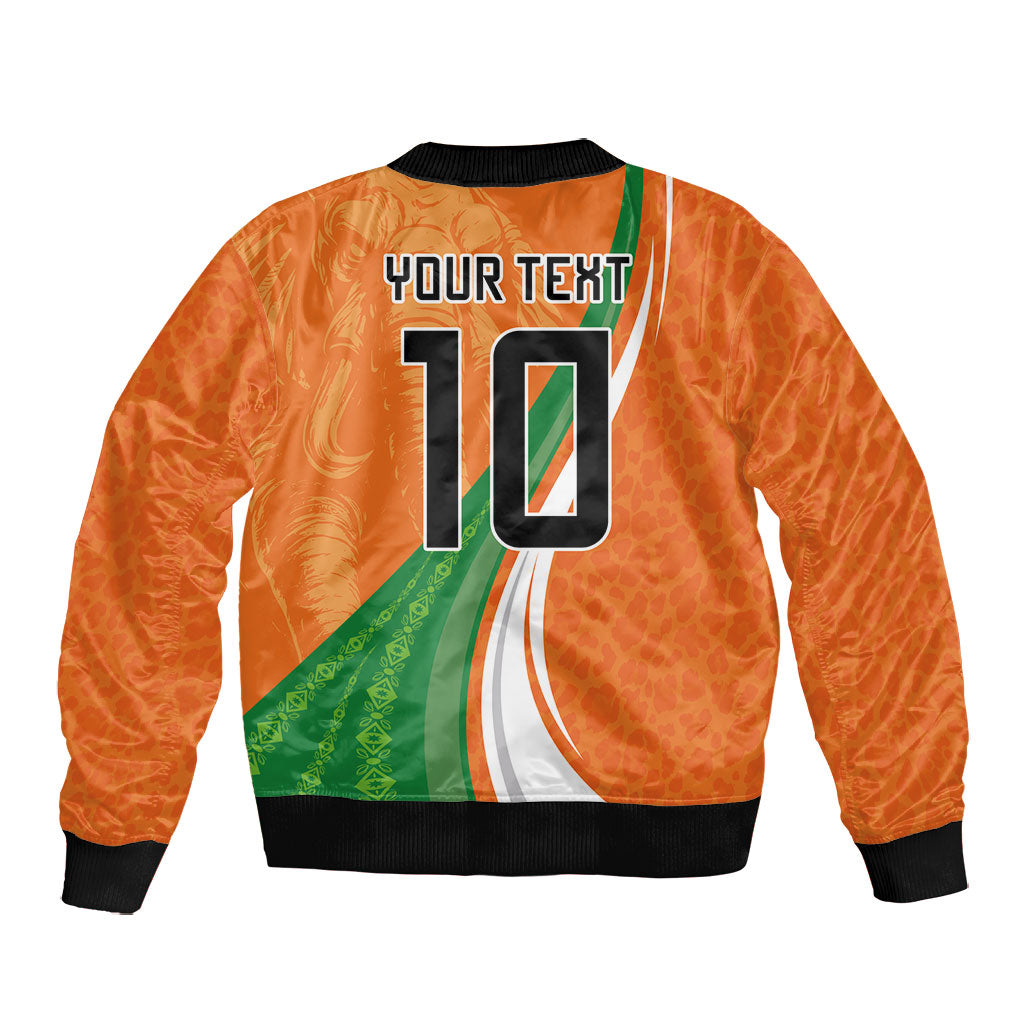 Cote D'Ivoire Football Custom Bomber Jacket Abstract Wave Pattern Tribal Sporty Style