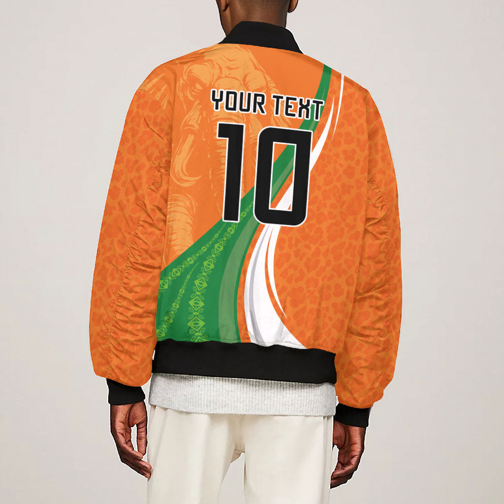 Cote D'Ivoire Football Custom Bomber Jacket Abstract Wave Pattern Tribal Sporty Style