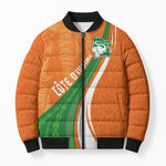 Cote D'Ivoire Football Custom Bomber Puffer Jacket Abstract Wave Pattern Tribal Sporty Style