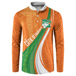 Cote D'Ivoire Football Custom Button Sweatshirt Abstract Wave Pattern Tribal Sporty Style