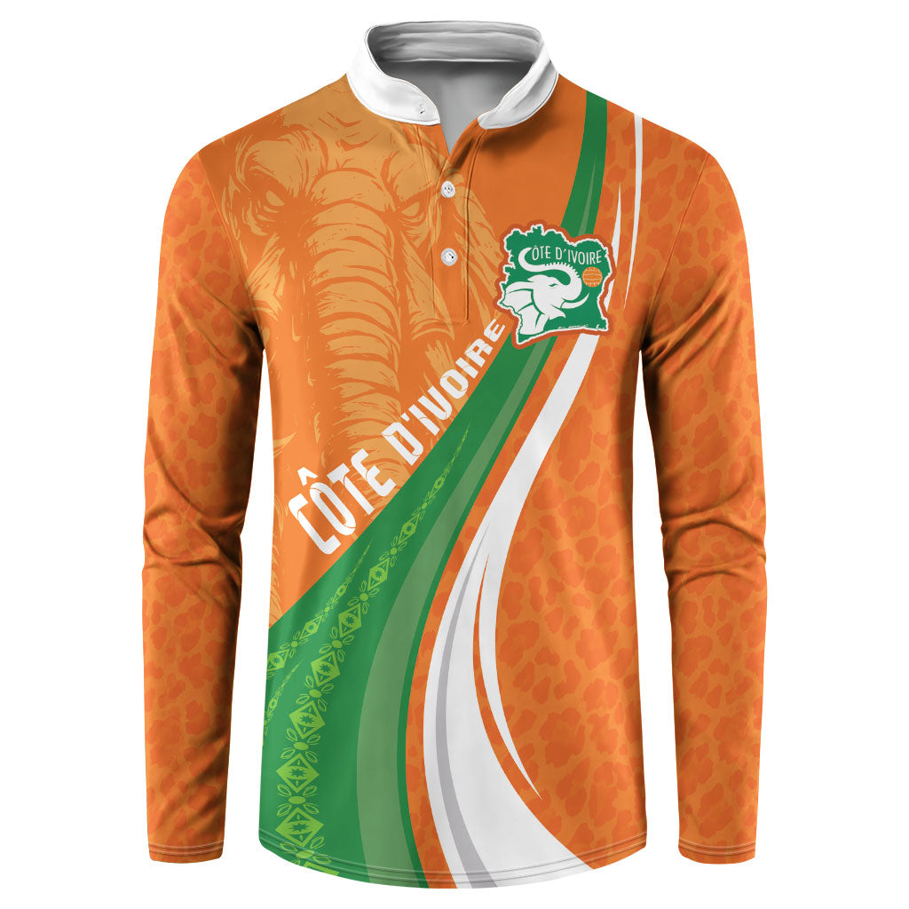 Cote D'Ivoire Football Custom Button Sweatshirt Abstract Wave Pattern Tribal Sporty Style
