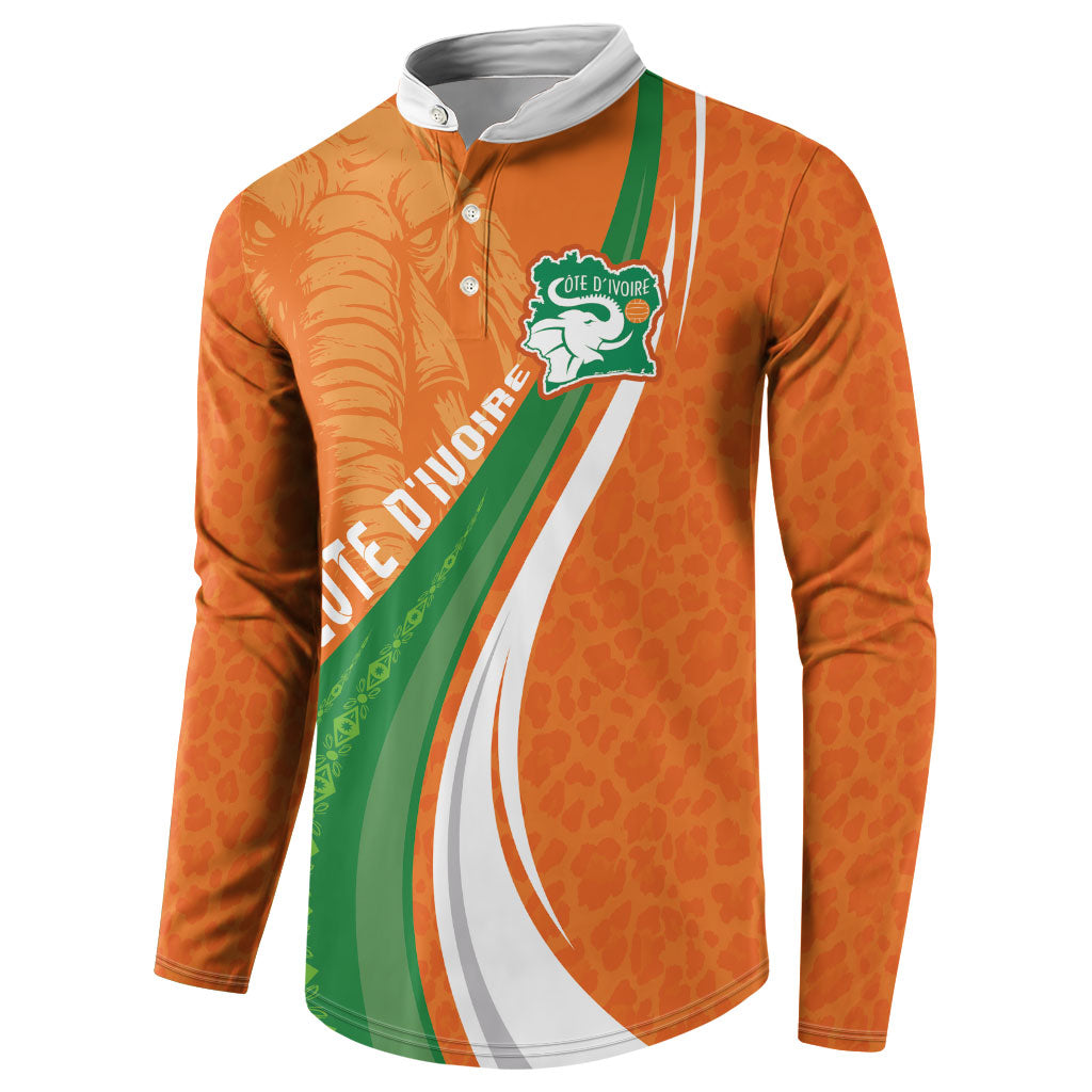 Cote D'Ivoire Football Custom Button Sweatshirt Abstract Wave Pattern Tribal Sporty Style