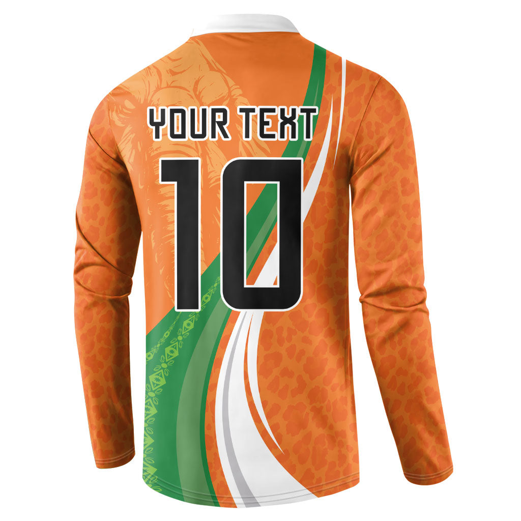 Cote D'Ivoire Football Custom Button Sweatshirt Abstract Wave Pattern Tribal Sporty Style