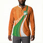 Cote D'Ivoire Football Custom Button Sweatshirt Abstract Wave Pattern Tribal Sporty Style