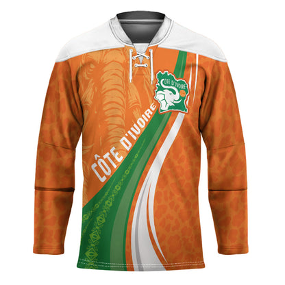 Cote D'Ivoire Football Custom Hockey Jersey Abstract Wave Pattern Tribal Sporty Style