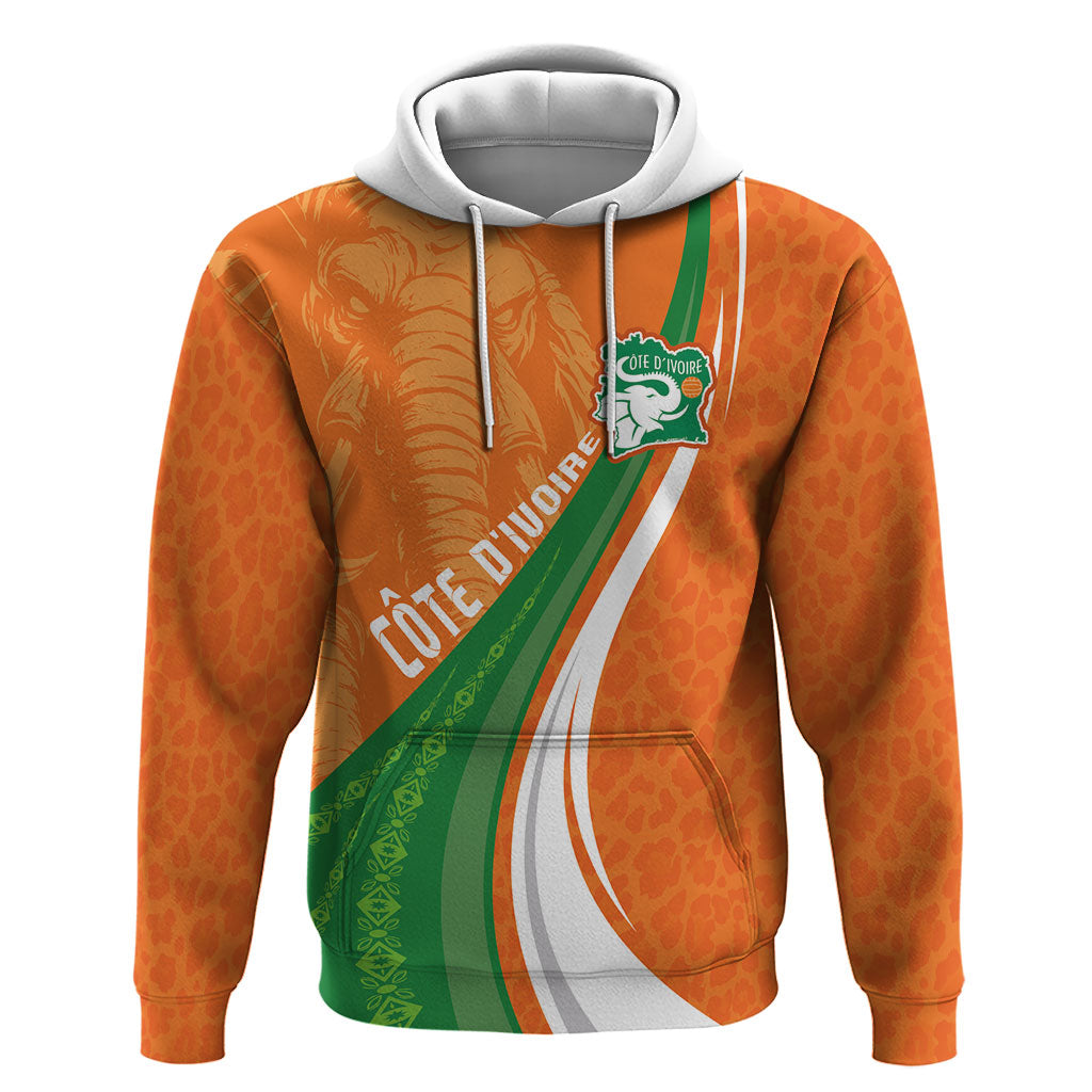Cote D'Ivoire Football Custom Hoodie Abstract Wave Pattern Tribal Sporty Style