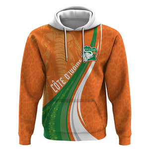 Cote D'Ivoire Football Custom Hoodie Abstract Wave Pattern Tribal Sporty Style